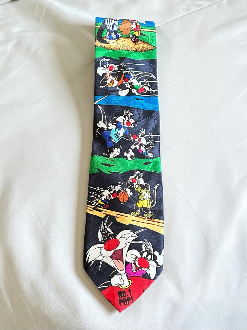Vintage Looney Tunes Mania “No. 1 Pop” Necktie featuring Sylvester the Cat